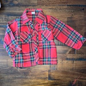 Red Plaid Button Up Top Shirt